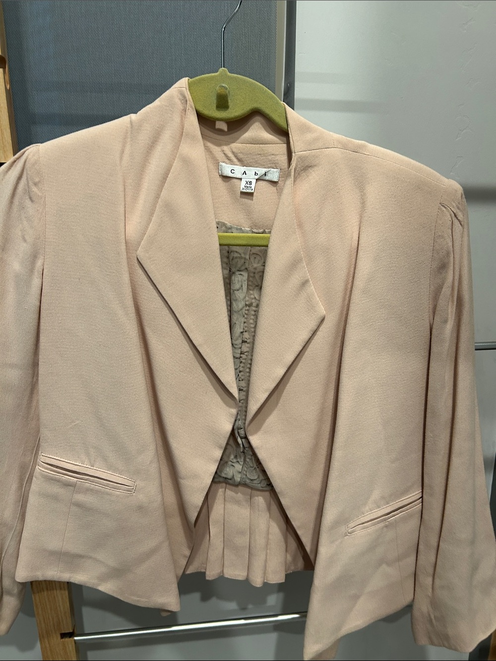 CAbi Blush Pink Cropped Feminine Blazer